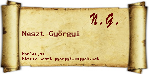 Neszt Györgyi névjegykártya